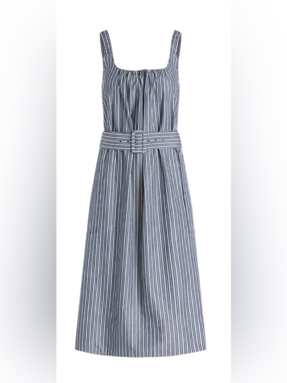 New with tags. Free Assembly Striped Navy and White Belted Sundress